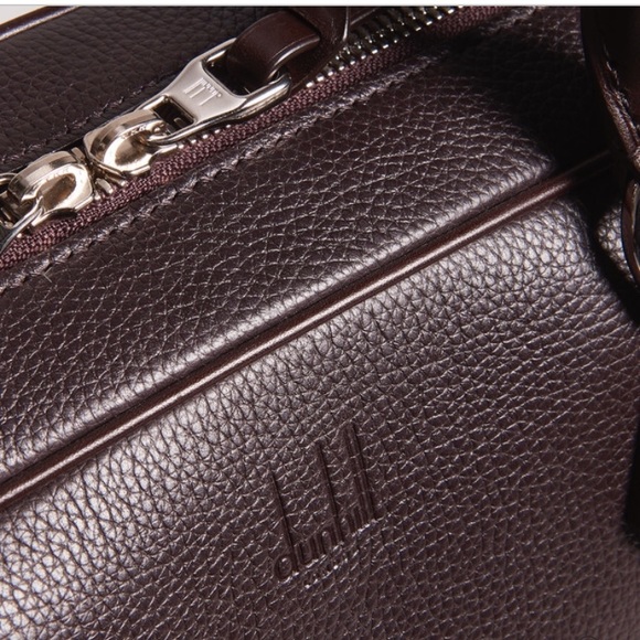 New Authentic Dunhill Boston Full-Grain Classic Brown Leather Fashion Briefcase - Picture 12 of 16
